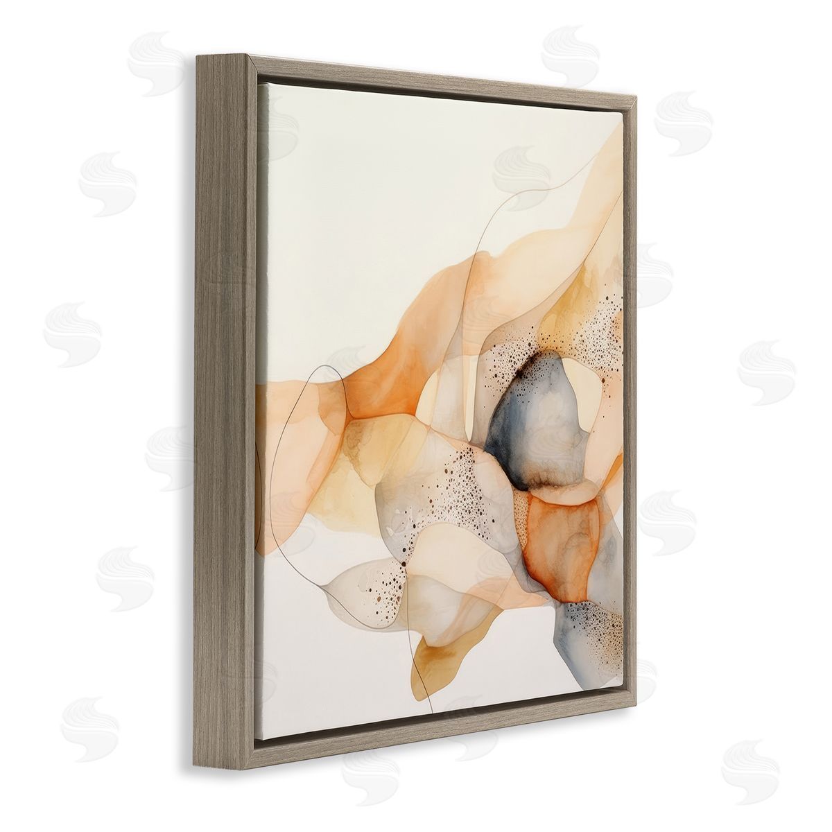 Cascading Fluid Abstract Brown Floating Frame Canvas Wall Art, Home Decor by Irena Orlov