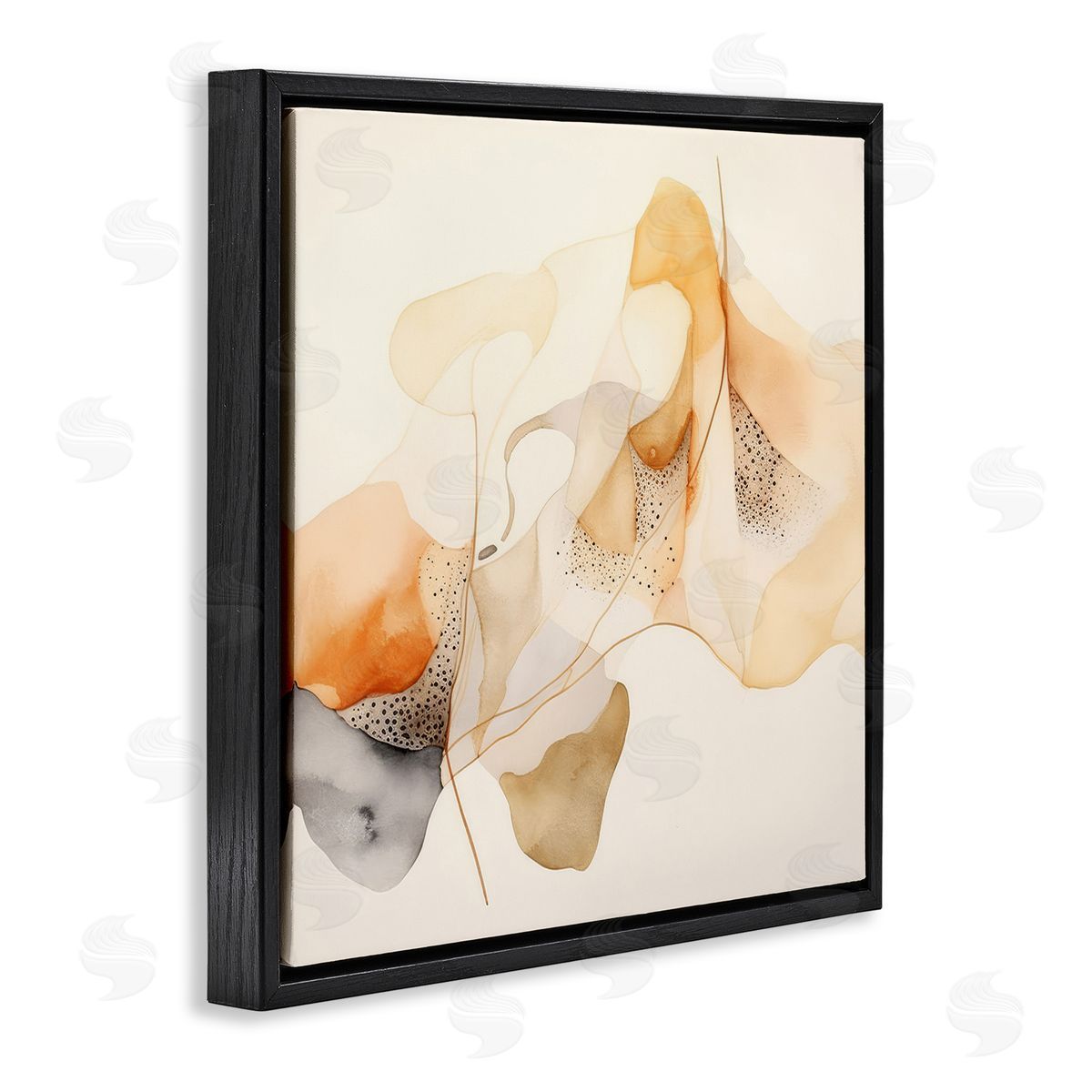 Blush Fluid Abstraction Black Floating Frame Canvas Wall Art, Home Decor by Irena Orlov