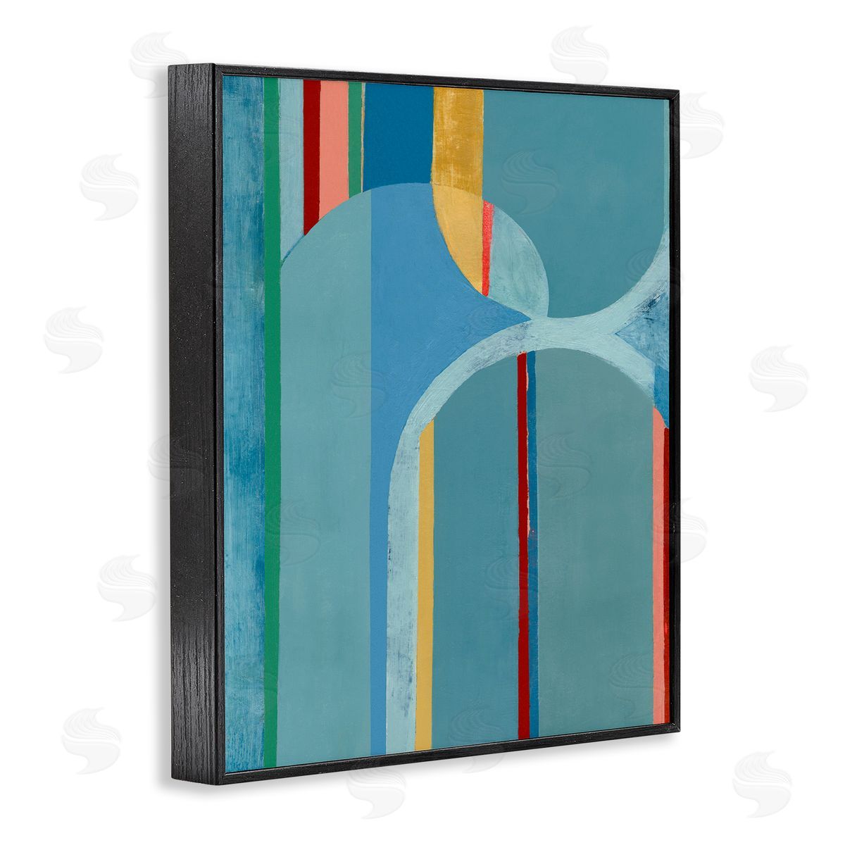 Funky Blue Arches Black Frame Print Wall Art, Home Decor by Pippin Schupbach
