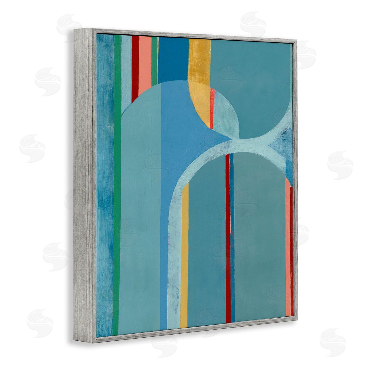 Funky Blue Arches Grey Frame Print Wall Art, Home Decor by Pippin Schupbach