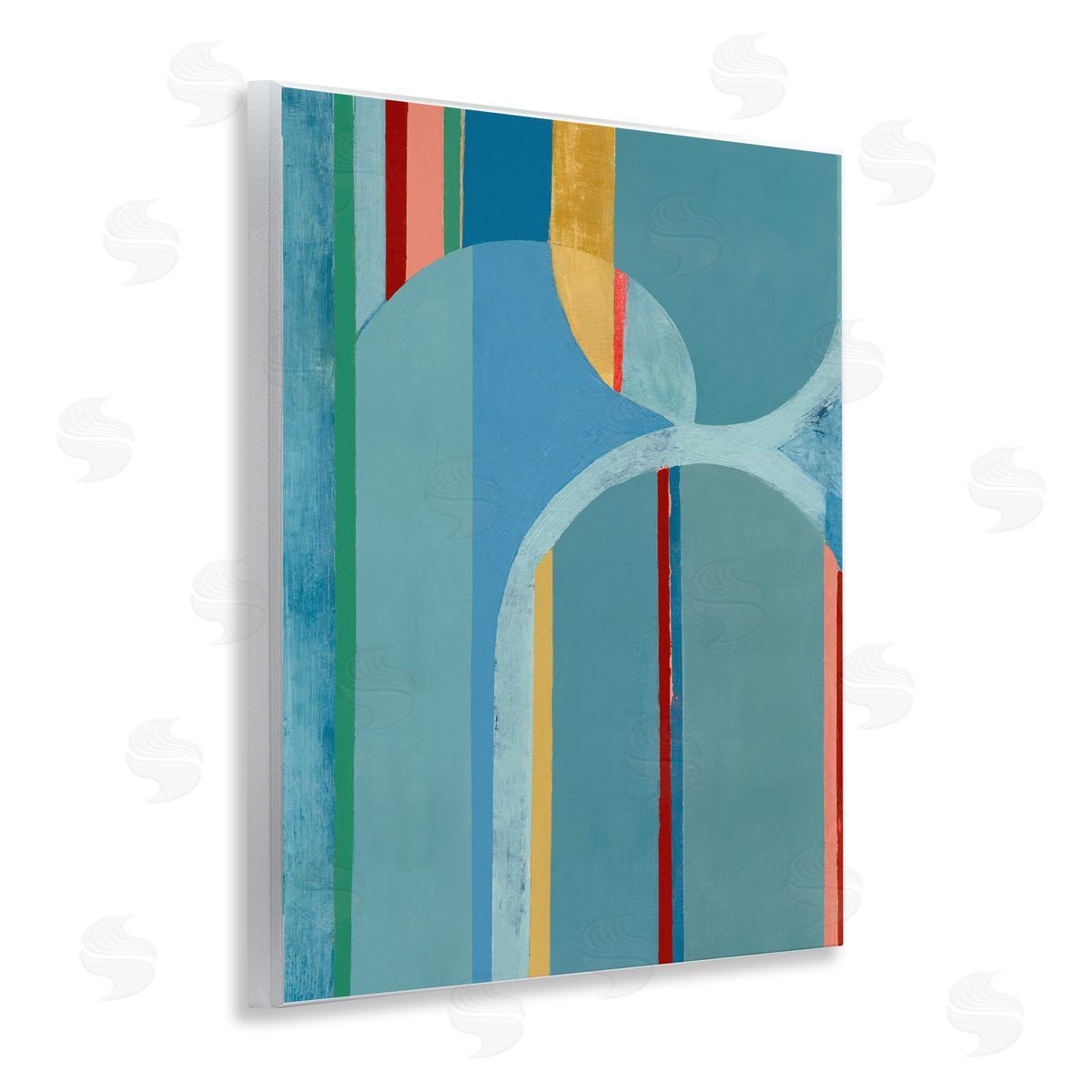 Funky Blue Arches Wood Plaque Wall Art, Home Decor by Pippin Schupbach
