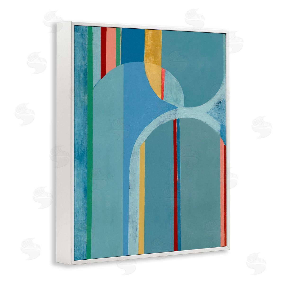 Funky Blue Arches White Frame Print Wall Art, Home Decor by Pippin Schupbach