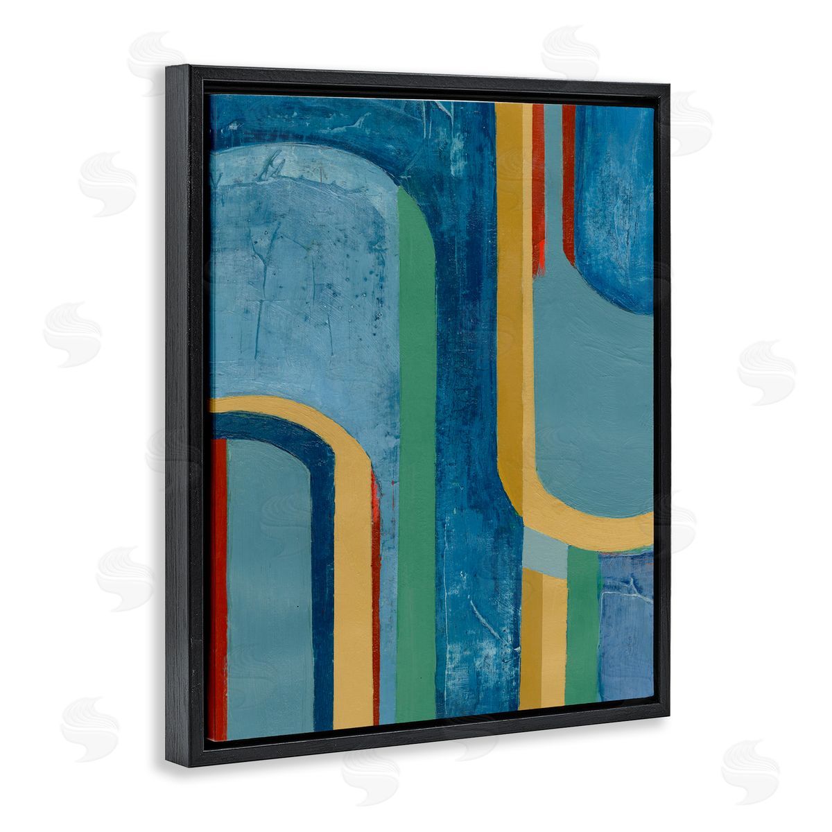 Dynamic Arches Pattern Black Floating Frame Canvas Wall Art, Home Decor by Pippin Schupbach