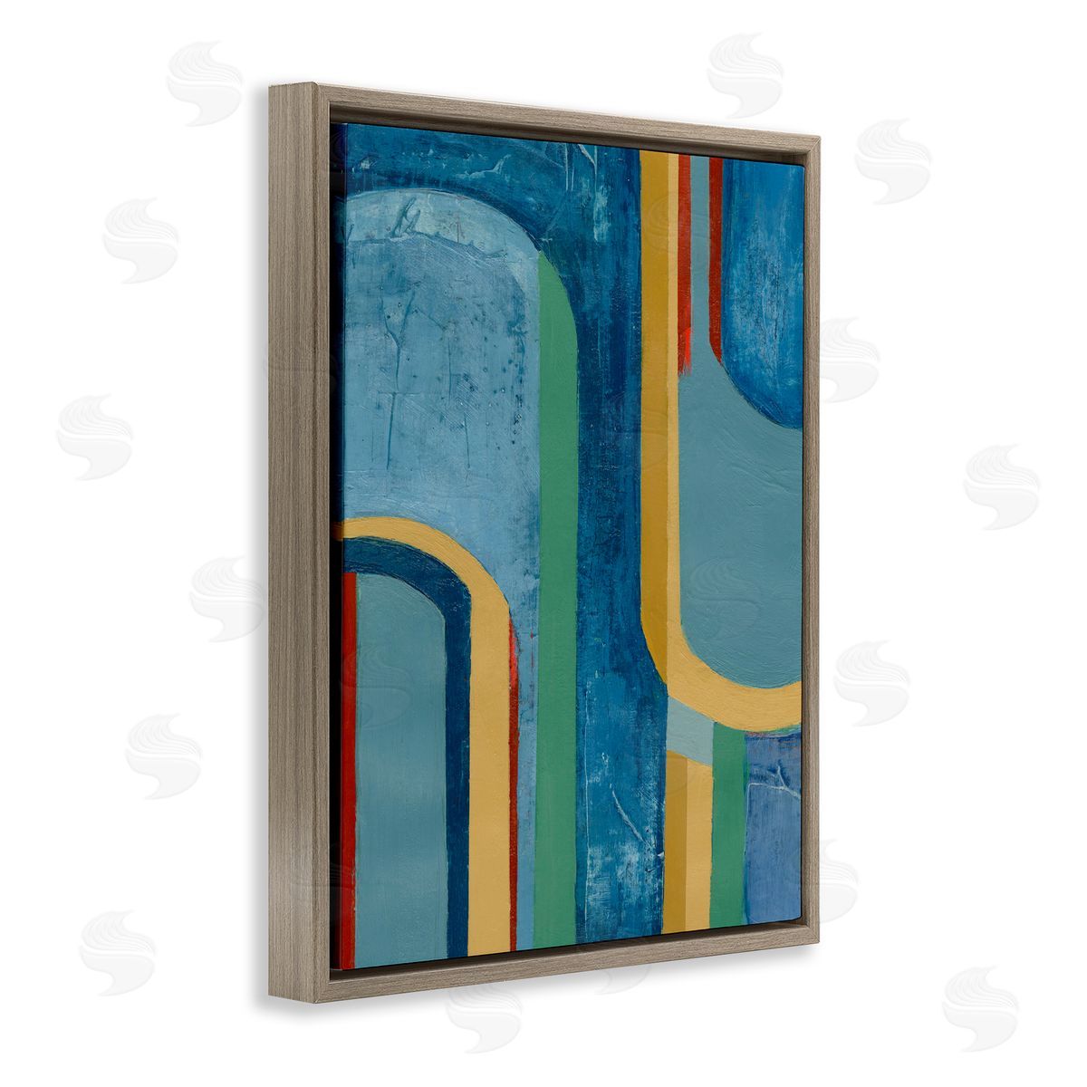 Dynamic Arches Pattern Brown Floating Frame Canvas Wall Art, Home Decor by Pippin Schupbach