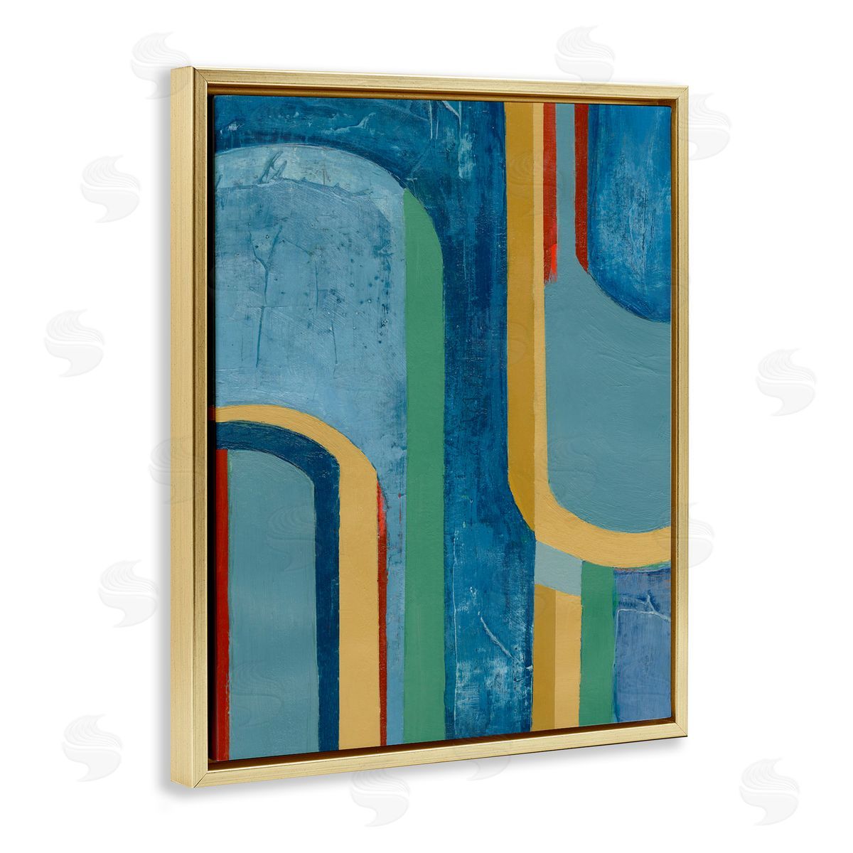 Dynamic Arches Pattern Gold Floating Frame Canvas Wall Art, Home Decor by Pippin Schupbach