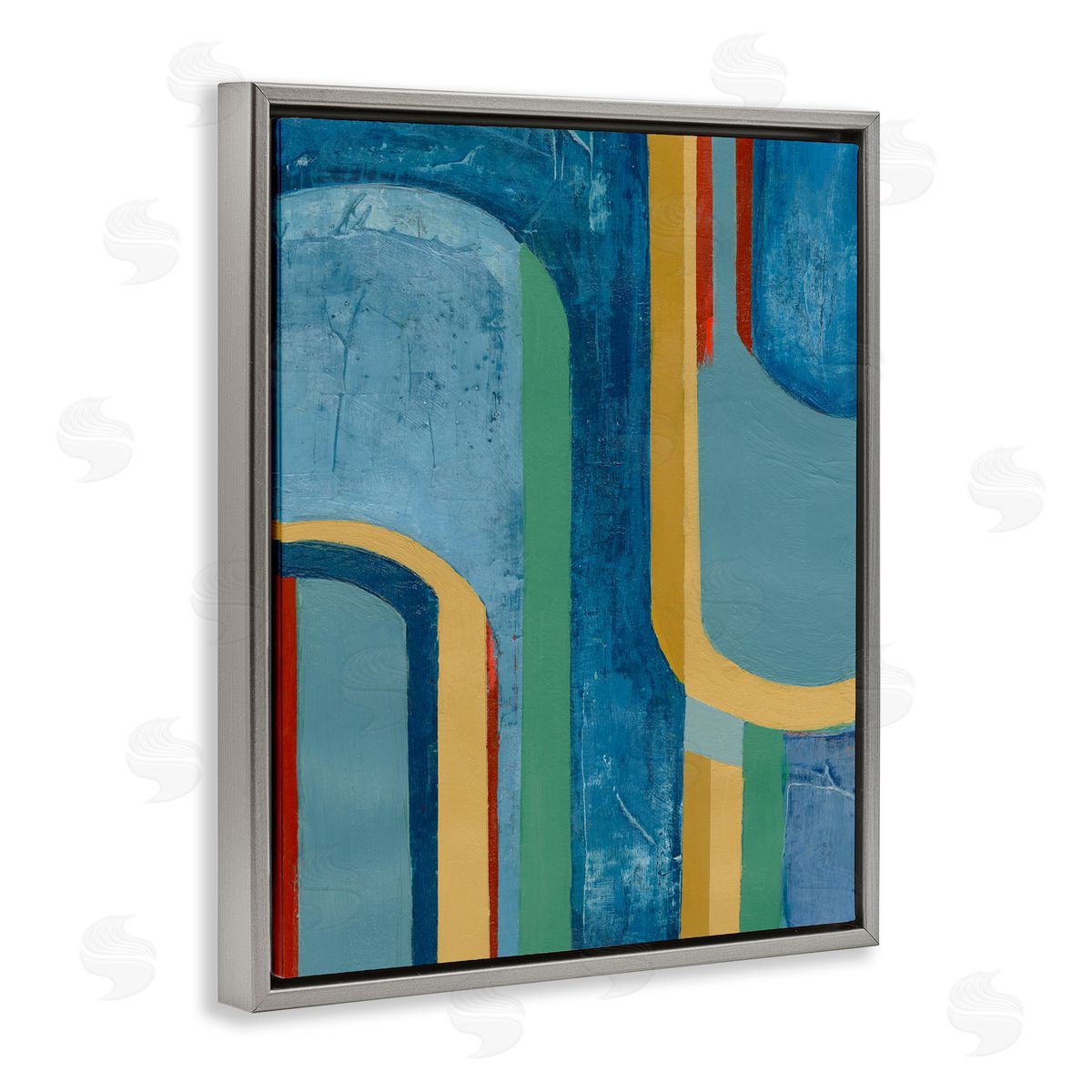 Dynamic Arches Pattern Grey Floating Frame Canvas Wall Art, Home Decor by Pippin Schupbach