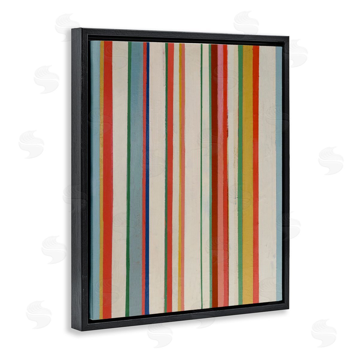 Linear Rustic Stripes Black Floating Frame Canvas Wall Art, Home Decor by Pippin Schupbach