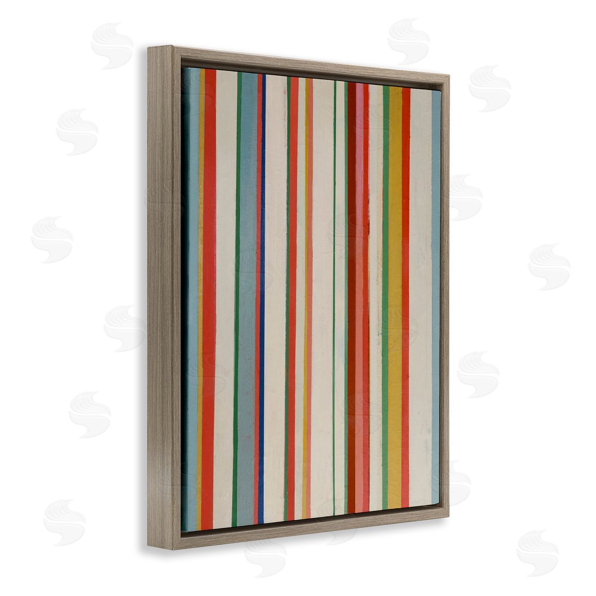 Linear Rustic Stripes Brown Floating Frame Canvas Wall Art, Home Decor by Pippin Schupbach