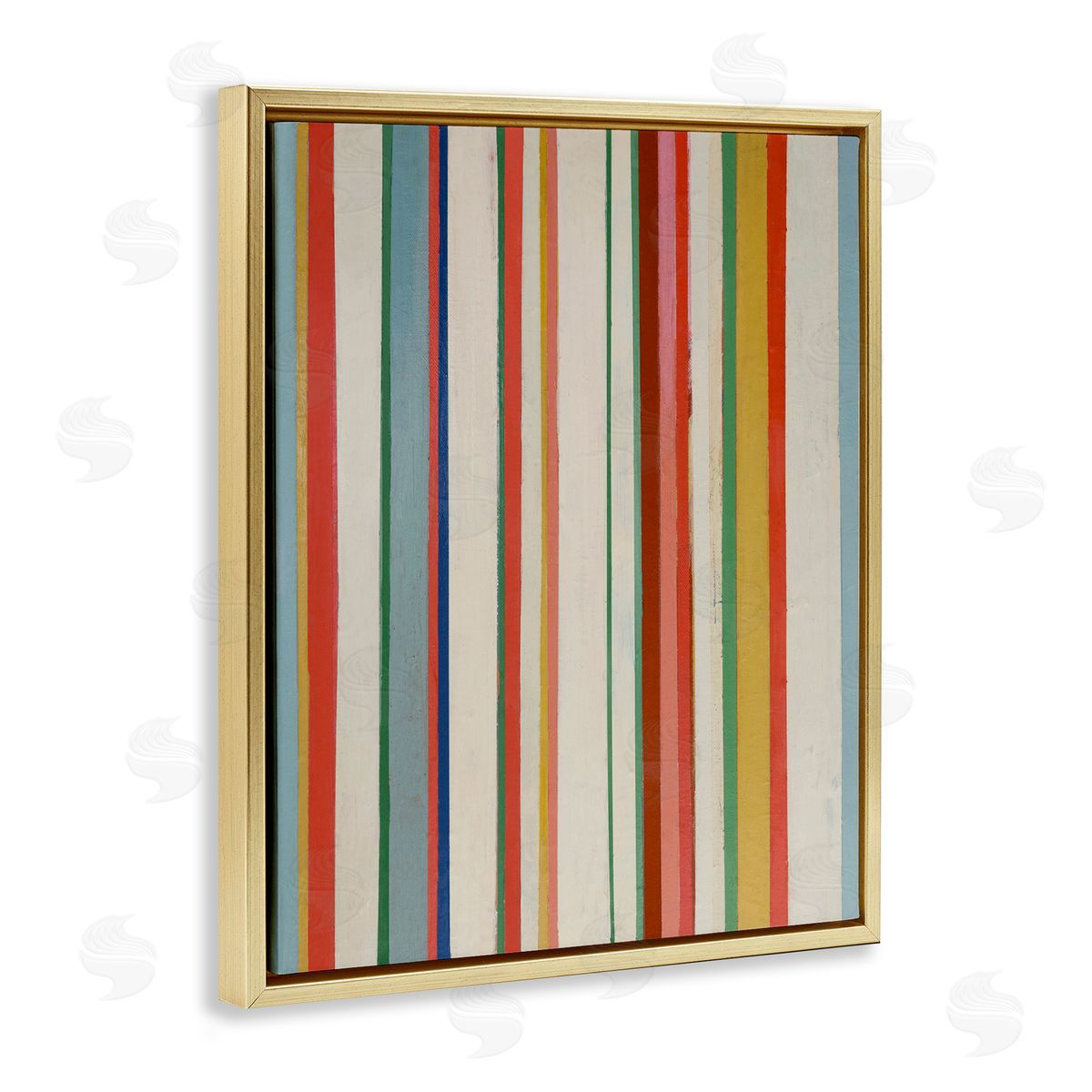 Linear Rustic Stripes Gold Floating Frame Canvas Wall Art, Home Decor by Pippin Schupbach