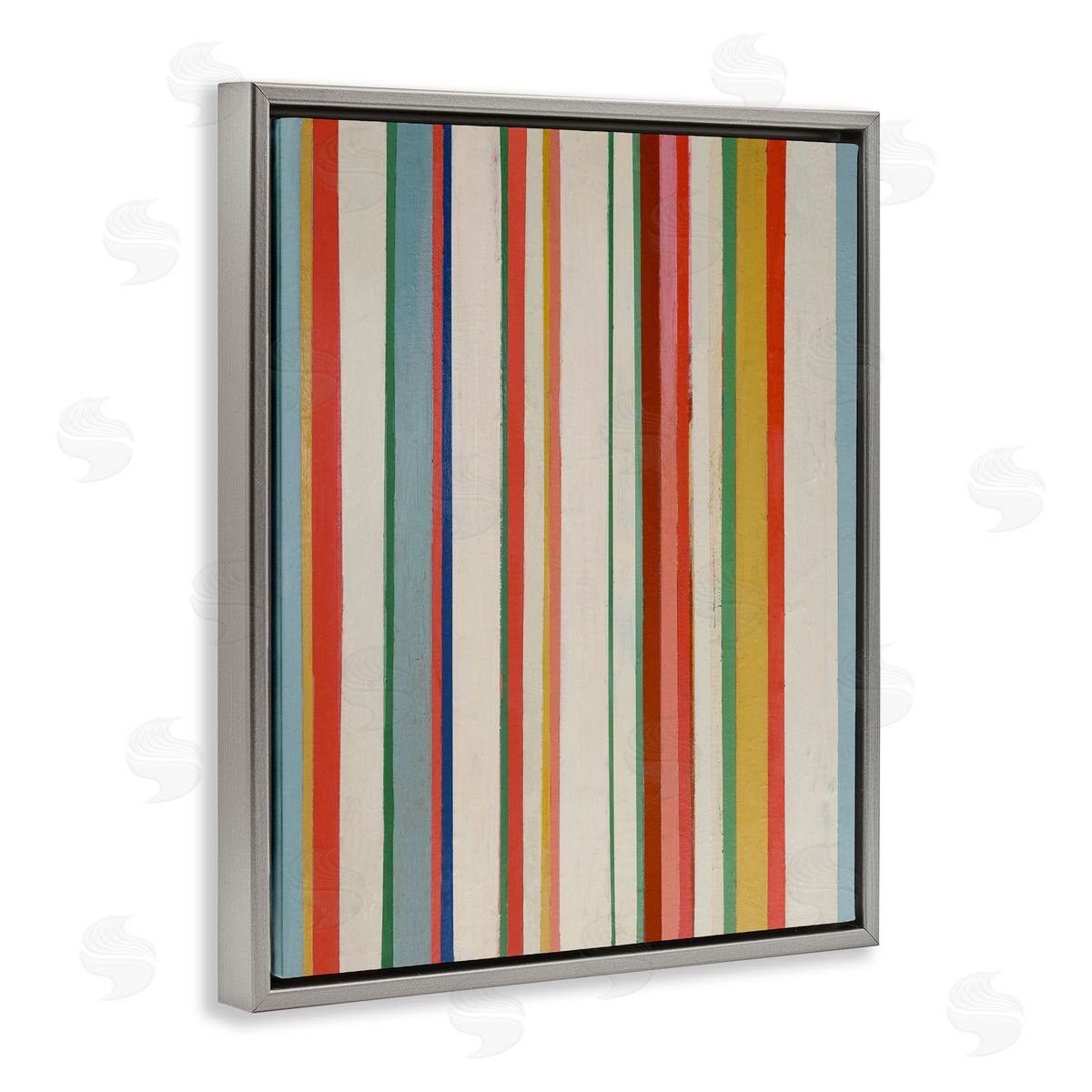 Linear Rustic Stripes Grey Floating Frame Canvas Wall Art, Home Decor by Pippin Schupbach