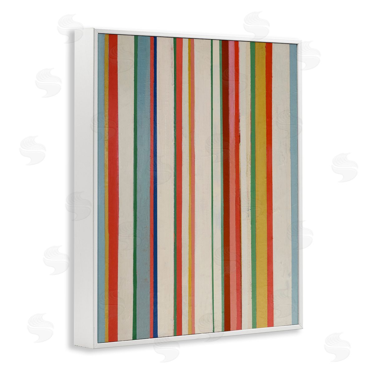 Linear Rustic Stripes White Frame Print Wall Art, Home Decor by Pippin Schupbach