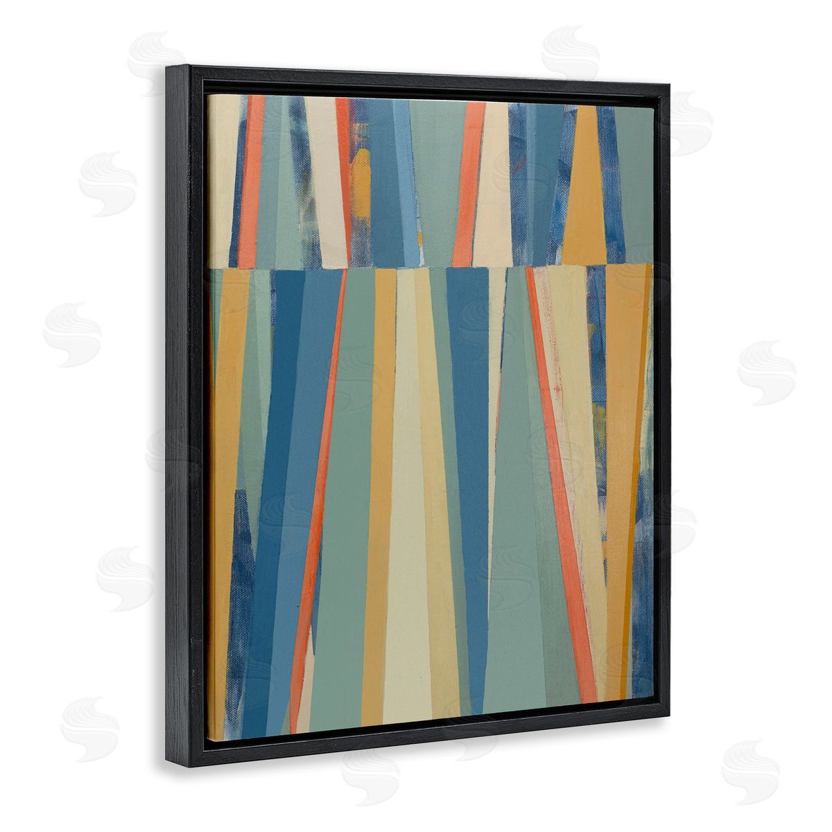 Soft Blue Pointed Shapes Black Floating Frame Canvas Wall Art, Home Decor by Pippin Schupbach