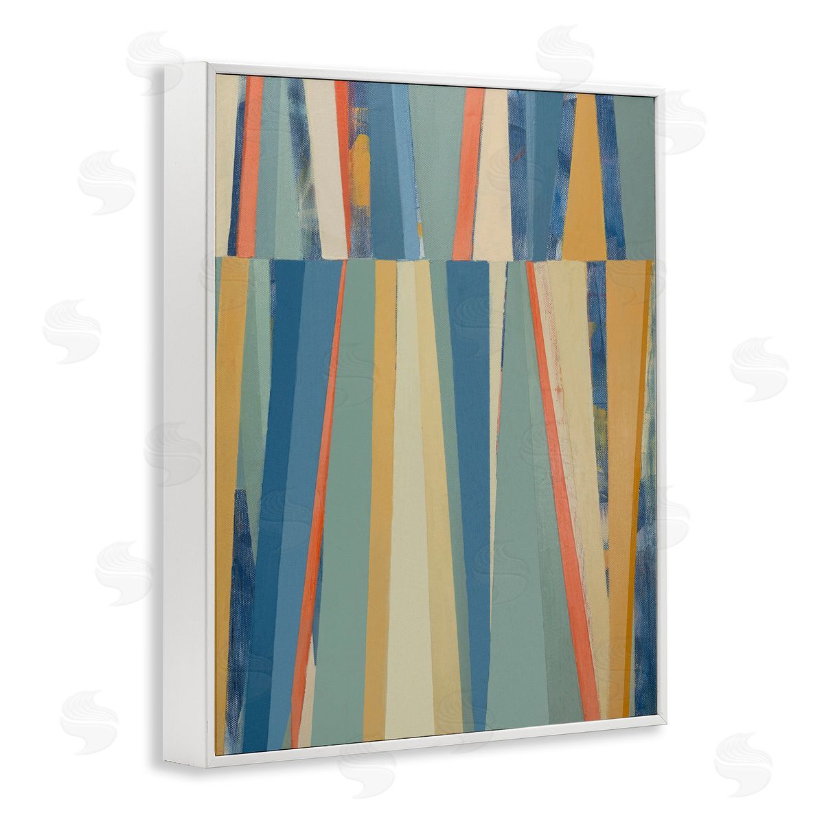 Soft Blue Pointed Shapes White Frame Print Wall Art, Home Decor by Pippin Schupbach