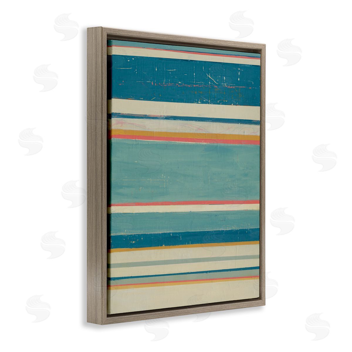 Nautical Linear Pattern Brown Floating Frame Canvas Wall Art, Home Decor by Pippin Schupbach