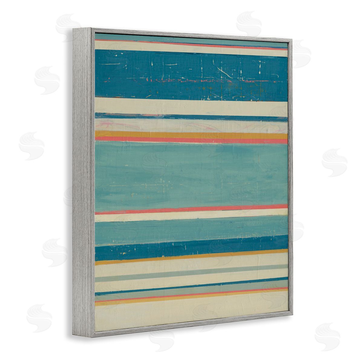 Nautical Linear Pattern Grey Frame Print Wall Art, Home Decor by Pippin Schupbach