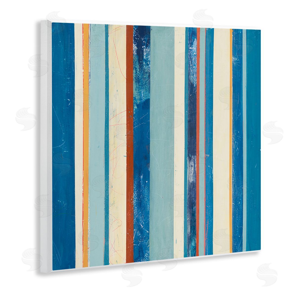 Distressed Blue Stripes Wood Plaque Wall Art, Home Decor by Pippin Schupbach