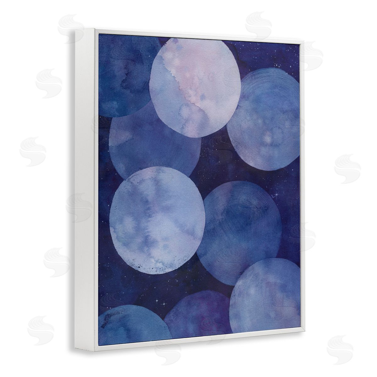 Purple Circular Shapes White Frame Print Wall Art, Home Decor by Grace Popp