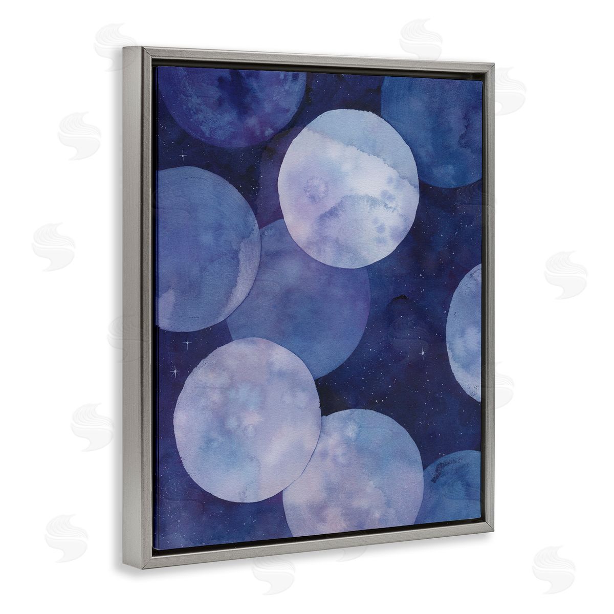 Layered Circles in Space Grey Floating Frame Canvas Wall Art, Home Decor by Grace Popp