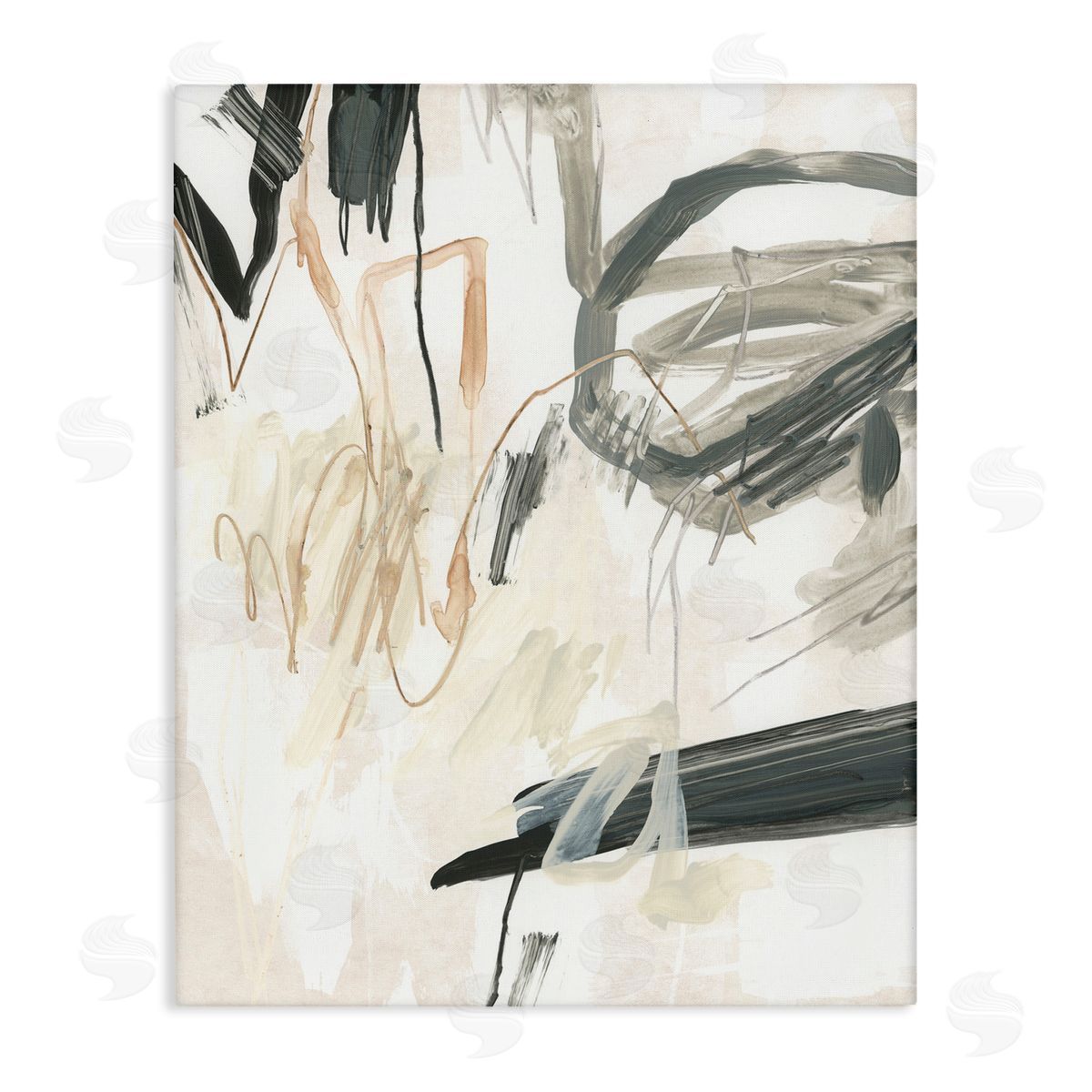 Scribbled Abstract on Beige Canvas Wall Art, Home Decor by June Erica Vess