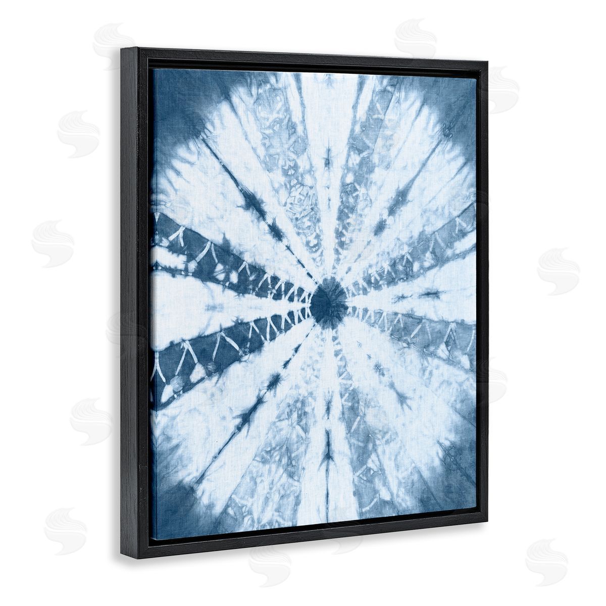 Blue Tie Dye Sunburst Black Floating Frame Canvas Wall Art, Home Decor by Jason Johnson