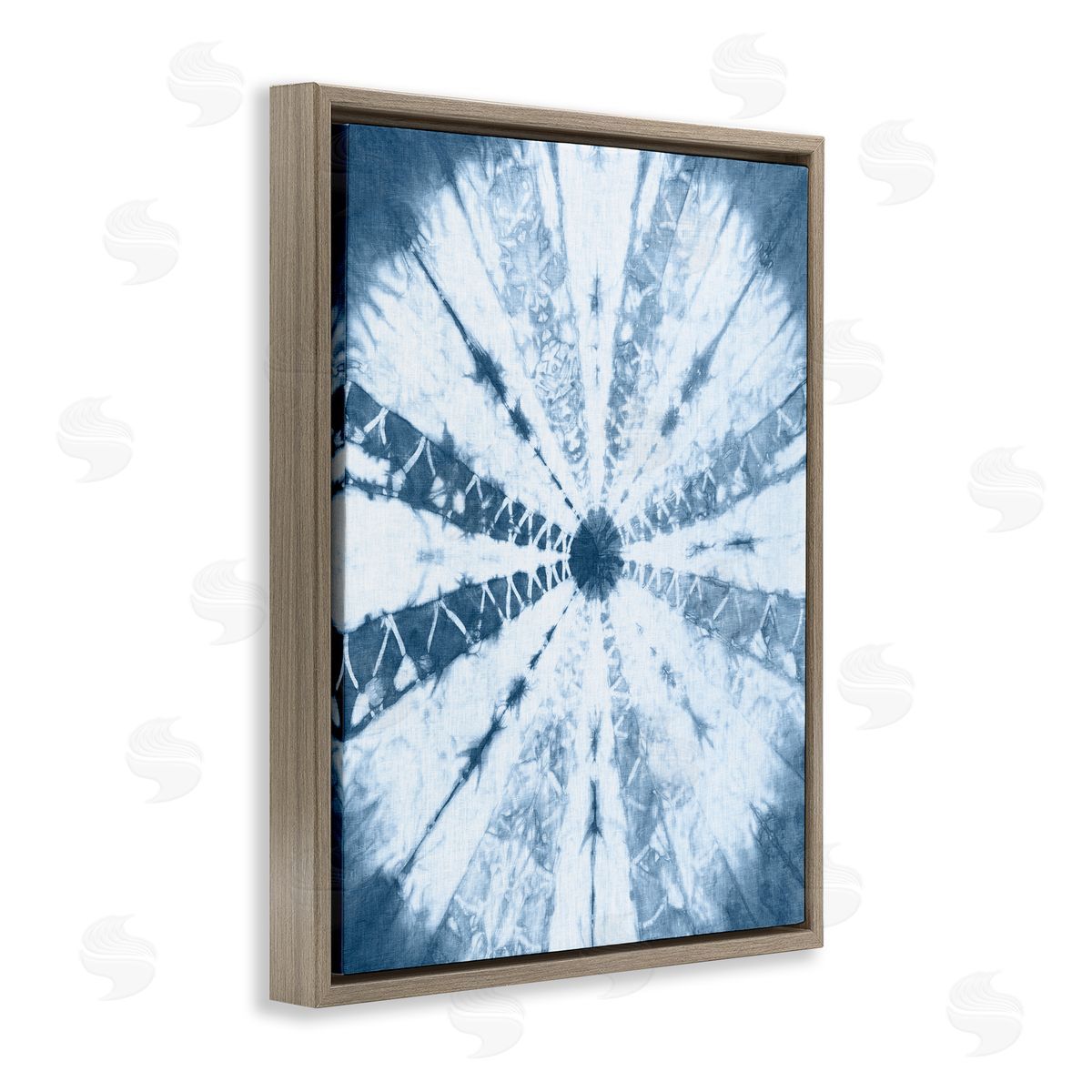 Blue Tie Dye Sunburst Brown Floating Frame Canvas Wall Art, Home Decor by Jason Johnson