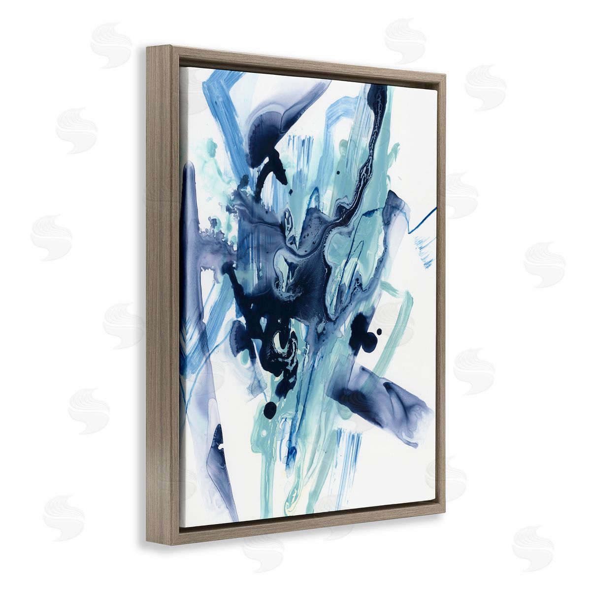 Fluid Chaotic Abstraction Brown Floating Frame Canvas Wall Art, Home Decor by June Erica Vess
