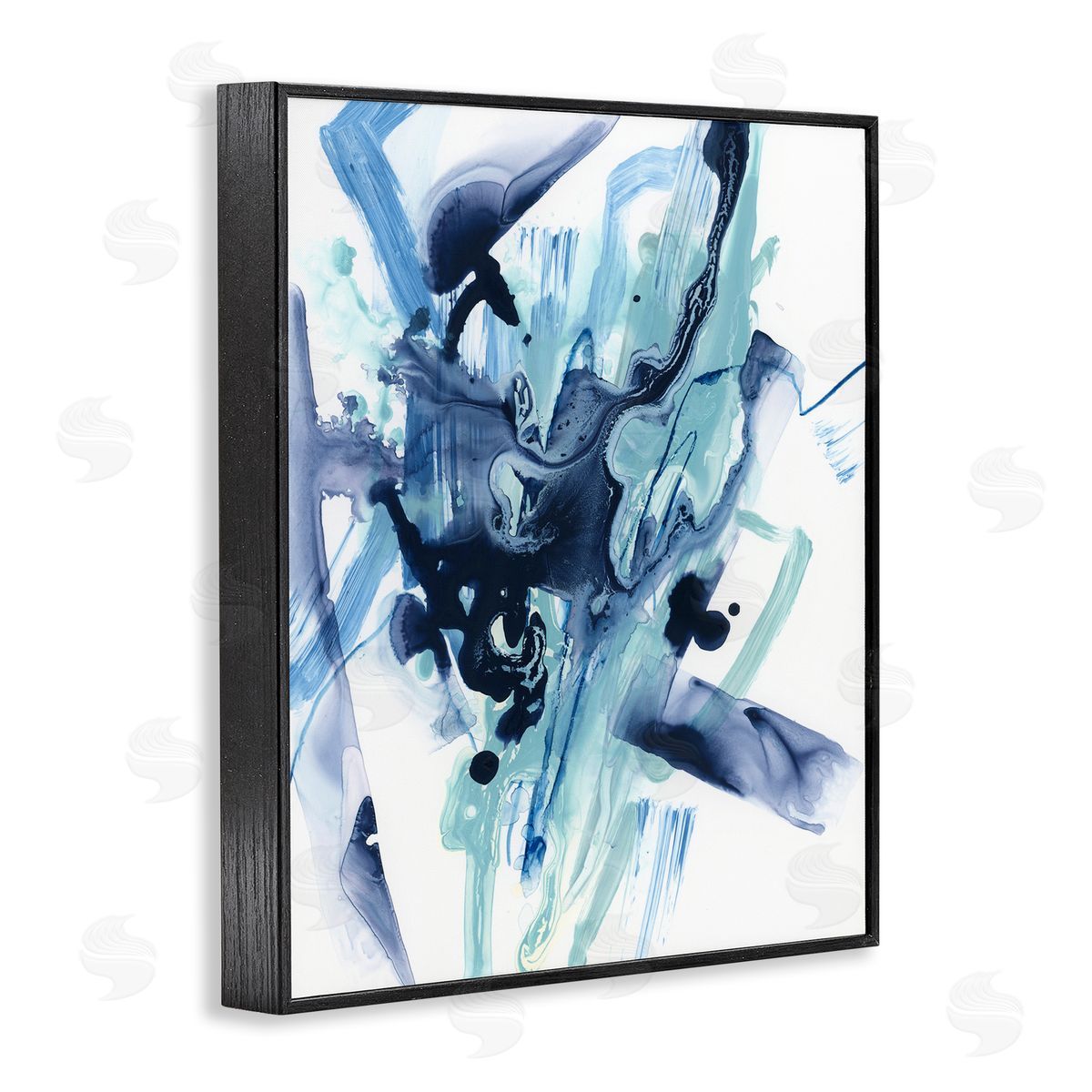 Fluid Chaotic Abstraction Black Frame Print Wall Art, Home Decor by June Erica Vess