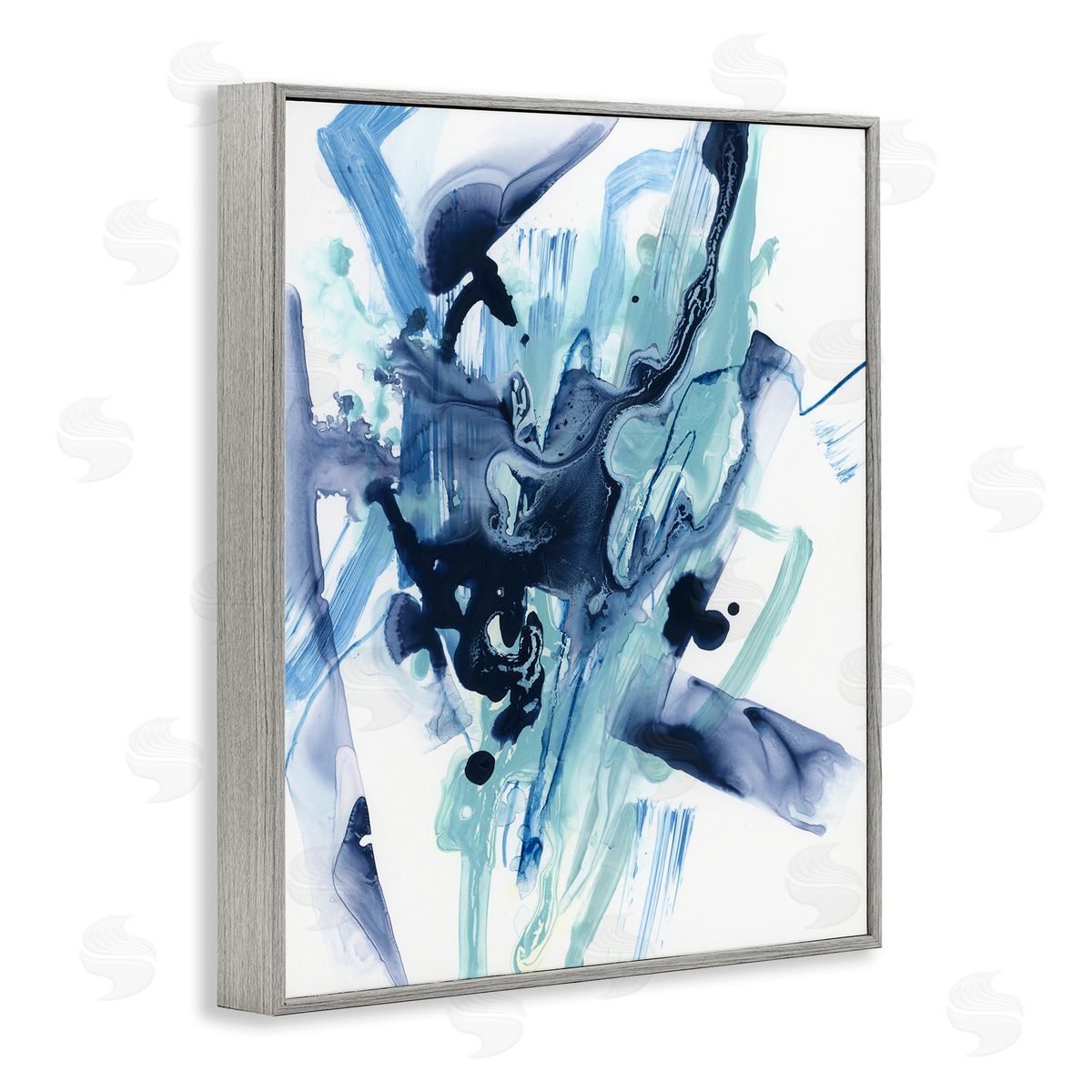 Fluid Chaotic Abstraction Grey Frame Print Wall Art, Home Decor by June Erica Vess