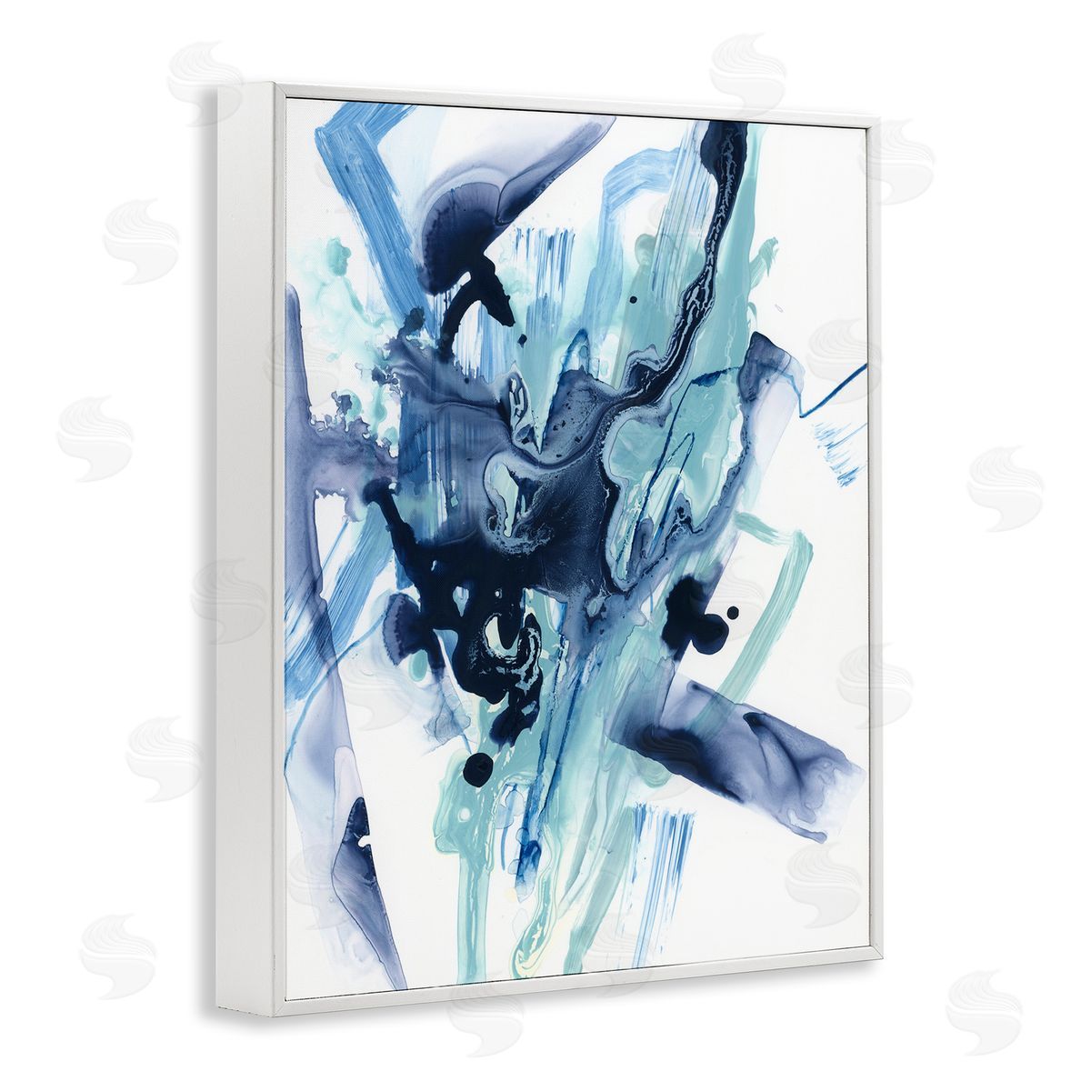 Fluid Chaotic Abstraction White Frame Print Wall Art, Home Decor by June Erica Vess
