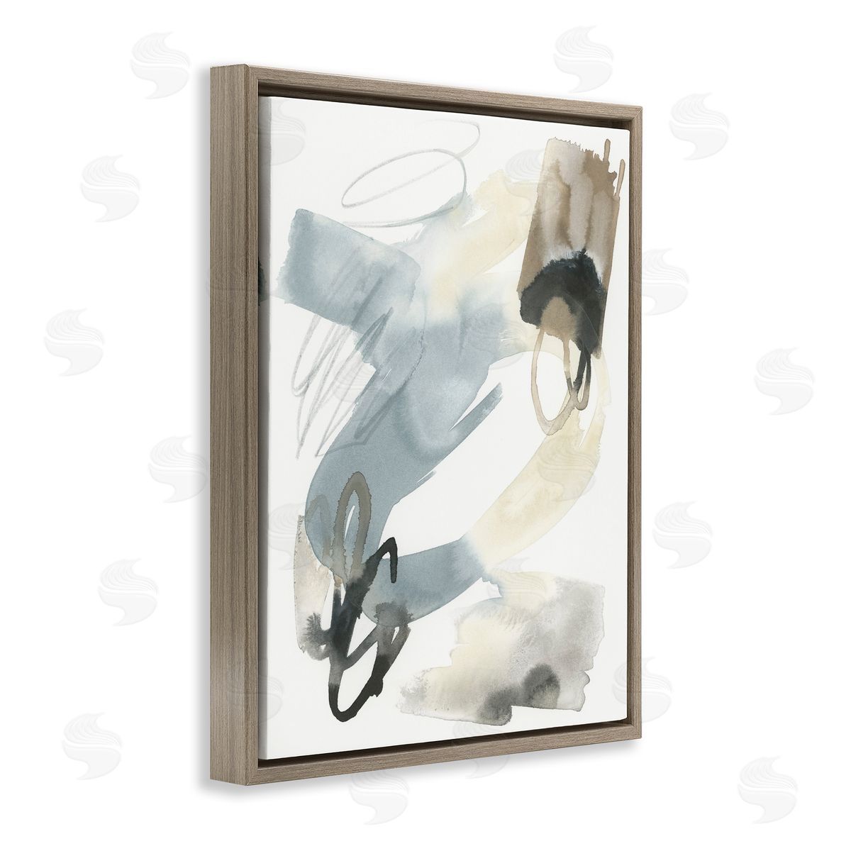 Watercolor Paint Strokes Brown Floating Frame Canvas Wall Art, Home Decor by June Erica Vess