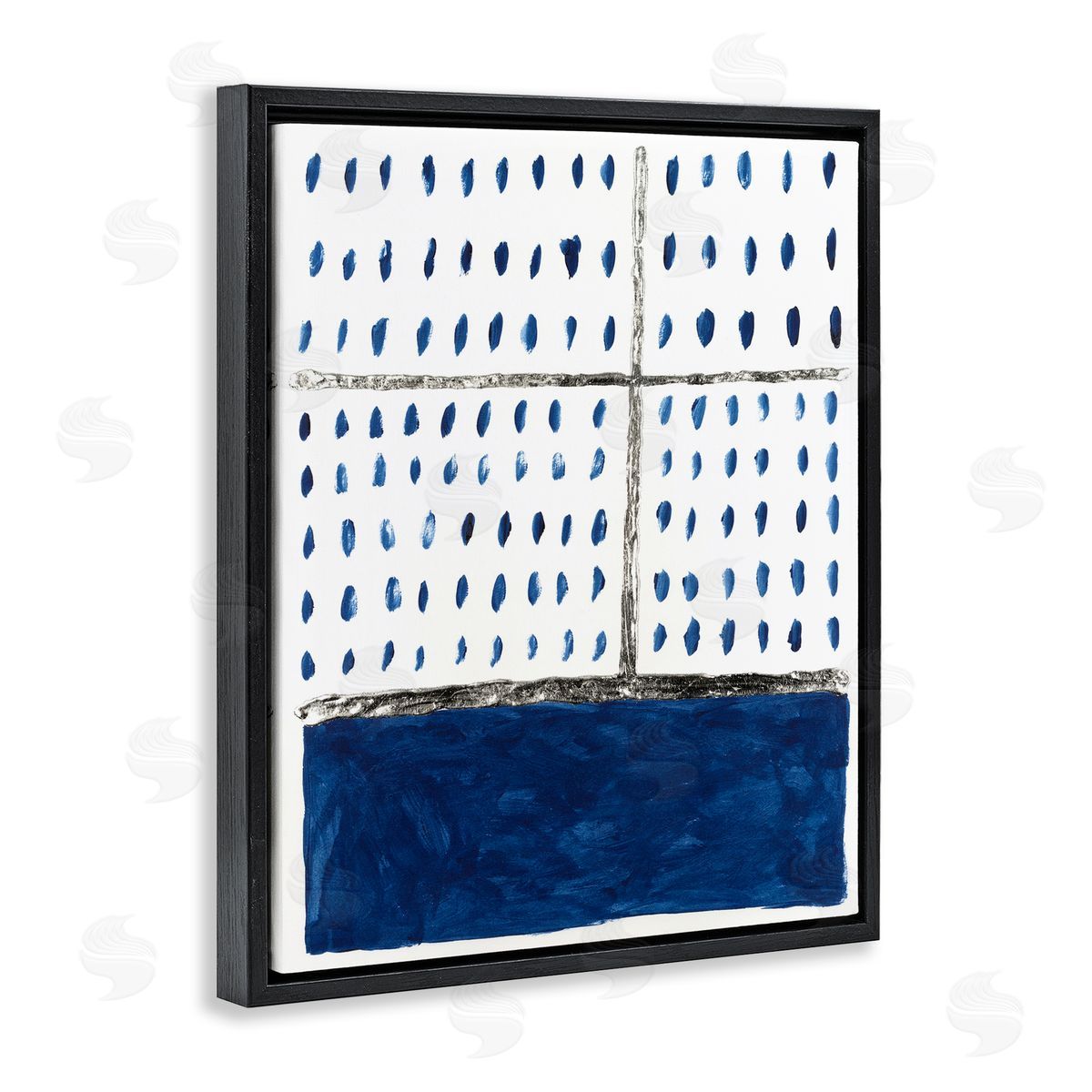 Dotted Pattern Impression Black Floating Frame Canvas Wall Art, Home Decor by Michael Willett