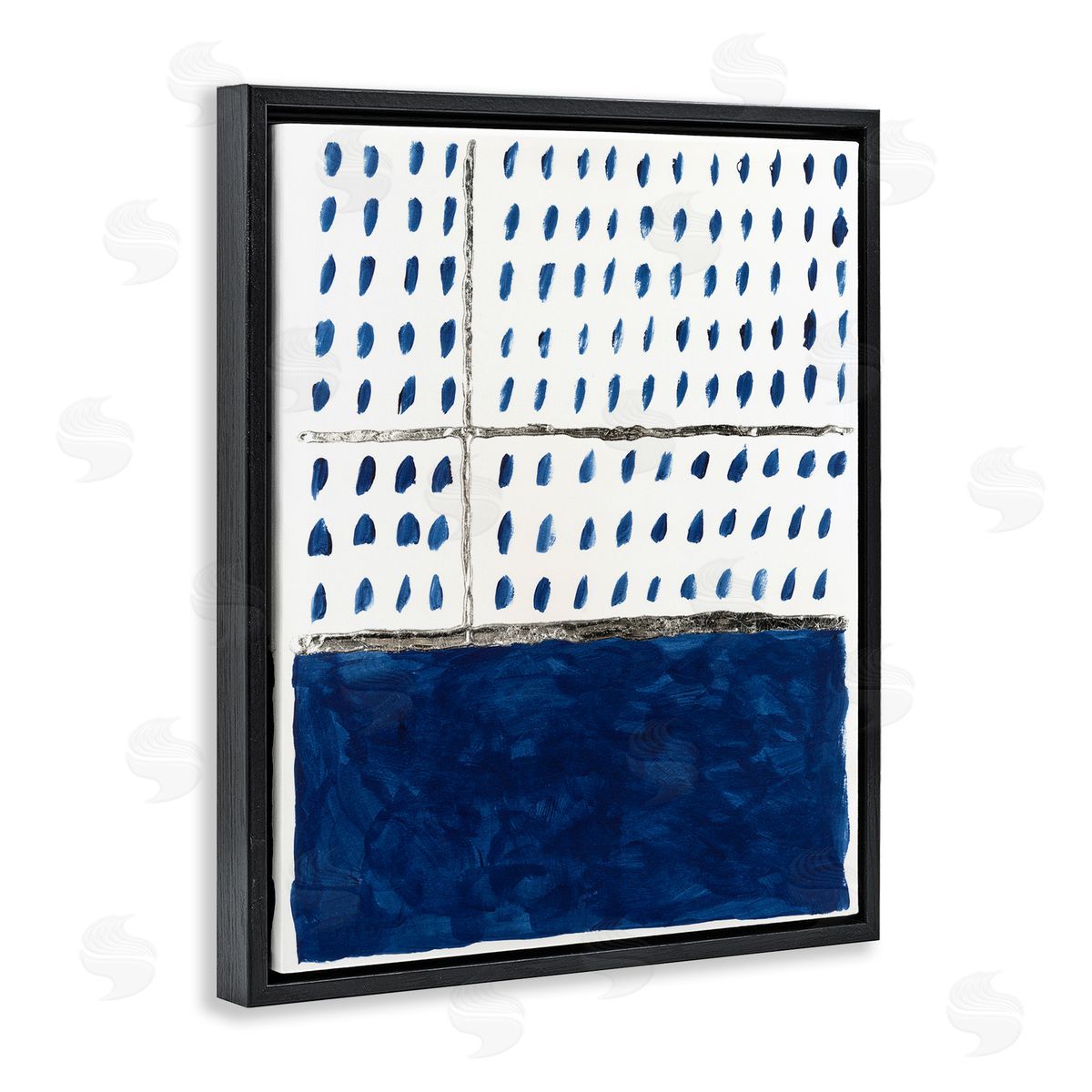 Modern Dot Pattern Black Floating Frame Canvas Wall Art, Home Decor by Michael Willett