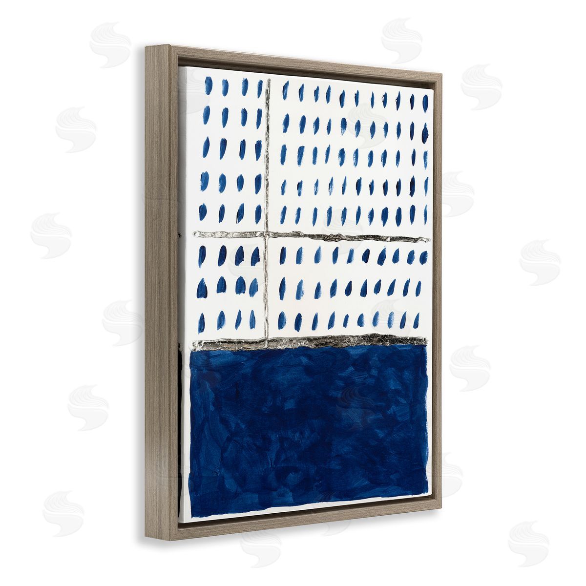Modern Dot Pattern Brown Floating Frame Canvas Wall Art, Home Decor by Michael Willett