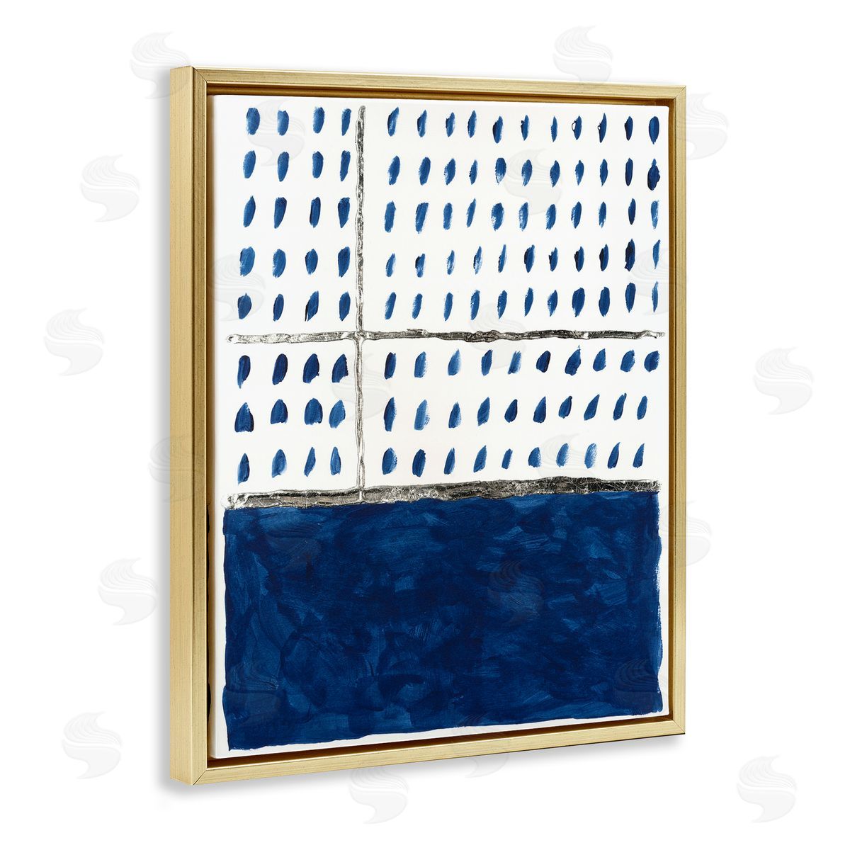 Modern Dot Pattern Gold Floating Frame Canvas Wall Art, Home Decor by Michael Willett