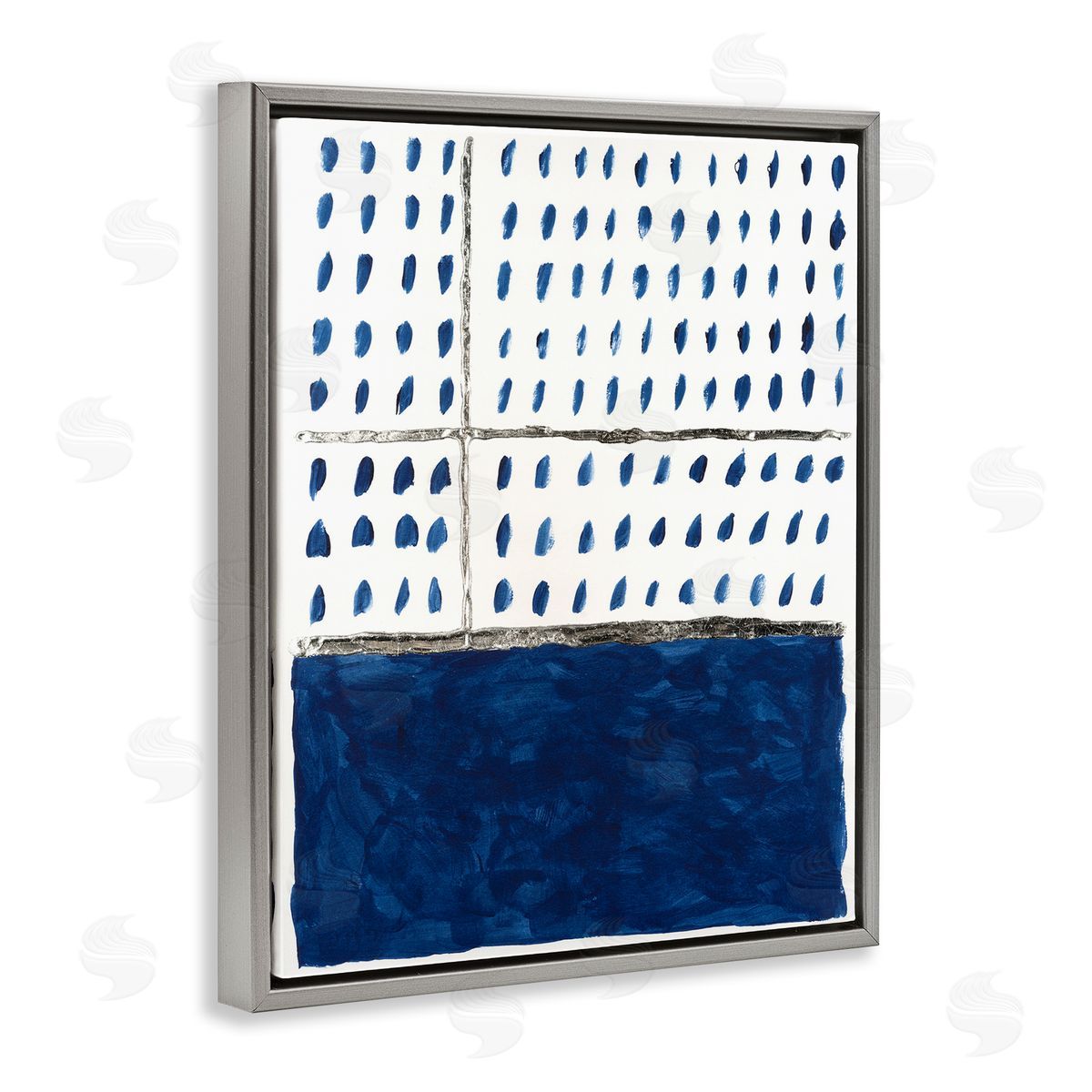 Modern Dot Pattern Grey Floating Frame Canvas Wall Art, Home Decor by Michael Willett