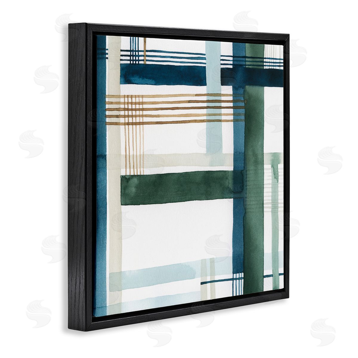 Modern Woven Pattern Black Floating Frame Canvas Wall Art, Home Decor by Grace Popp