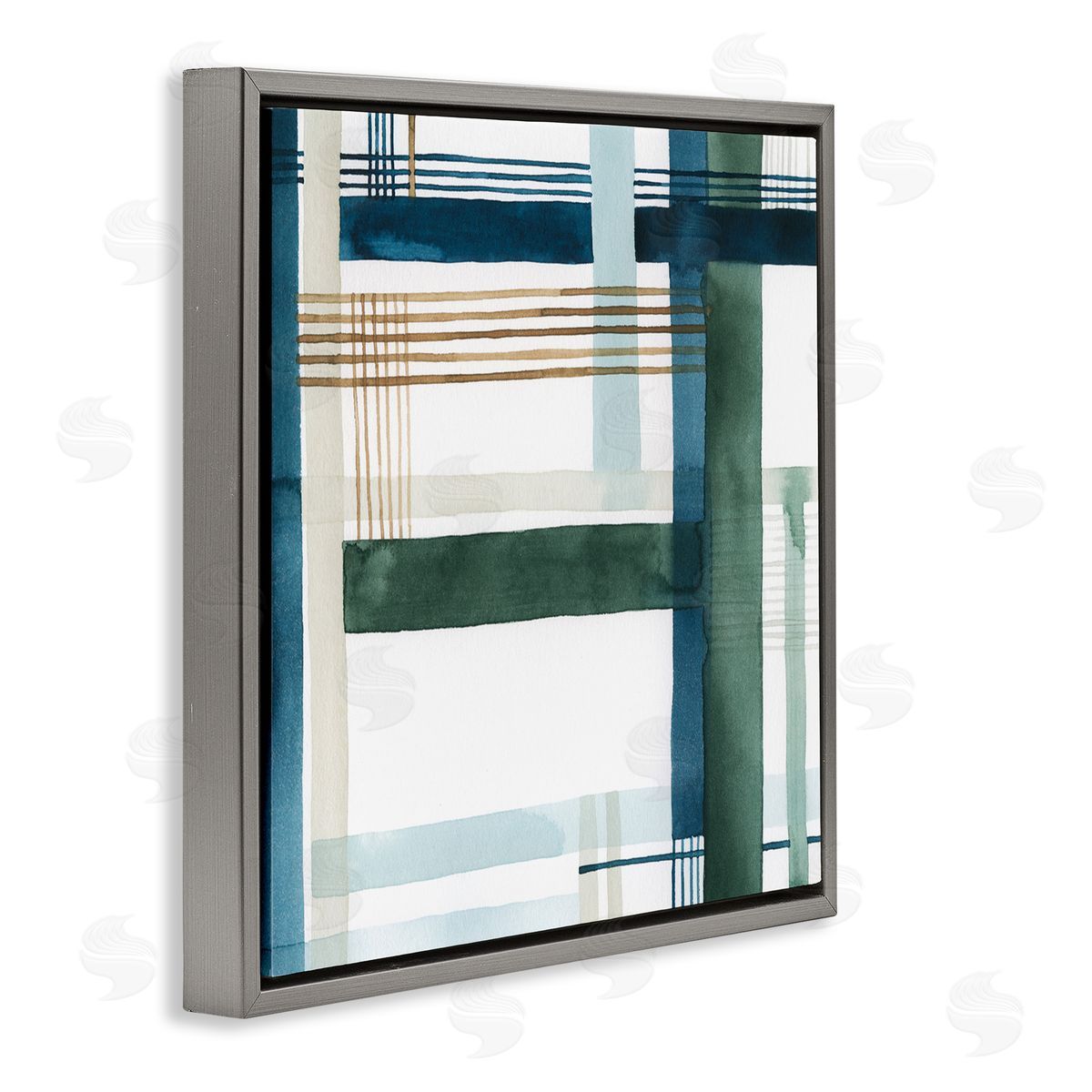 Modern Woven Pattern Grey Floating Frame Canvas Wall Art, Home Decor by Grace Popp