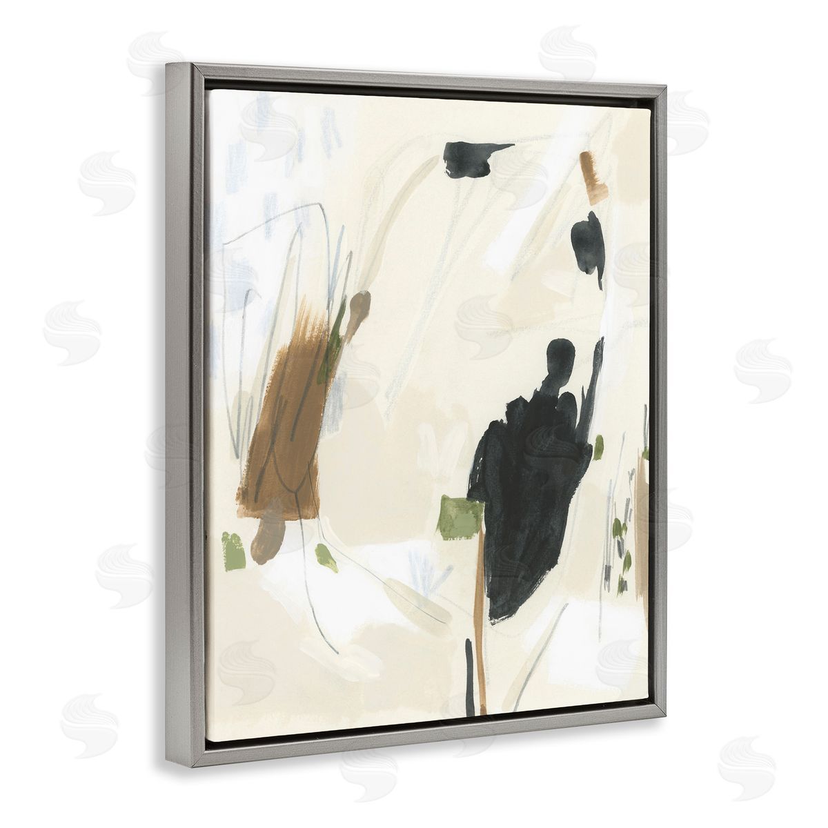 Subdued Neutral Abstract Grey Floating Frame Canvas Wall Art, Home Decor by June Erica Vess