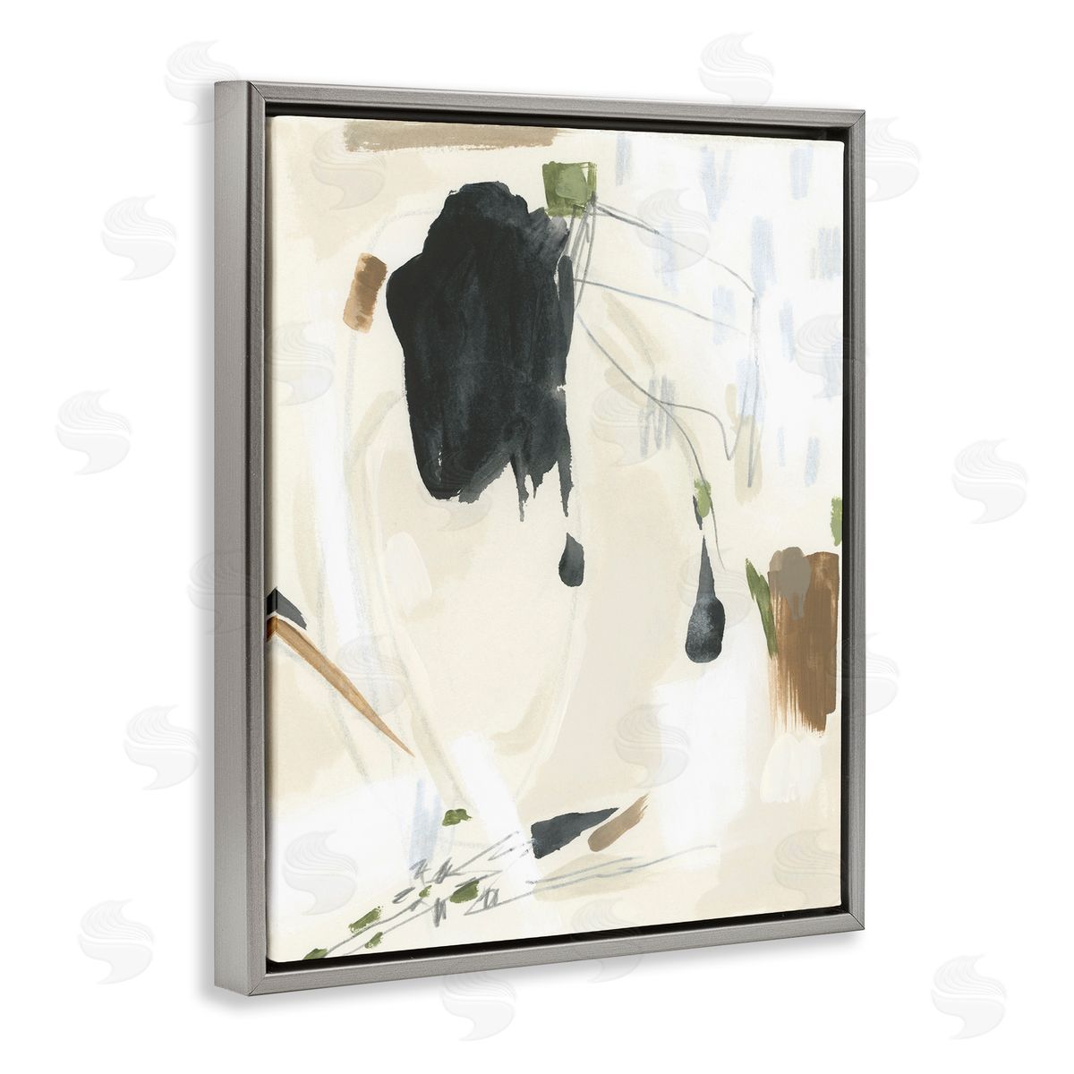 Subtle Abstract Painting Grey Floating Frame Canvas Wall Art, Home Decor by June Erica Vess