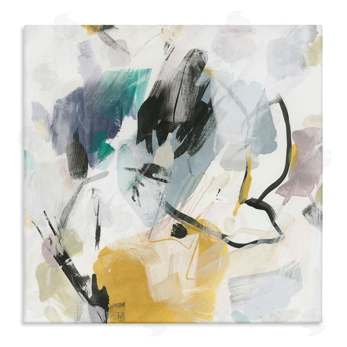 Chaotic Abstract Yellow Accent Canvas Wall Art, Home Decor by June Erica Vess