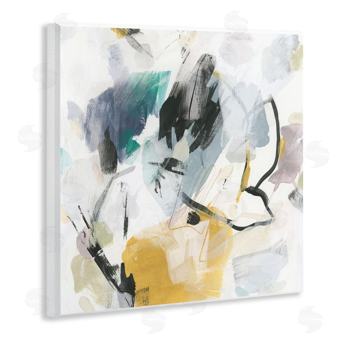 Chaotic Abstract Yellow Accent Wood Plaque Wall Art, Home Decor by June Erica Vess