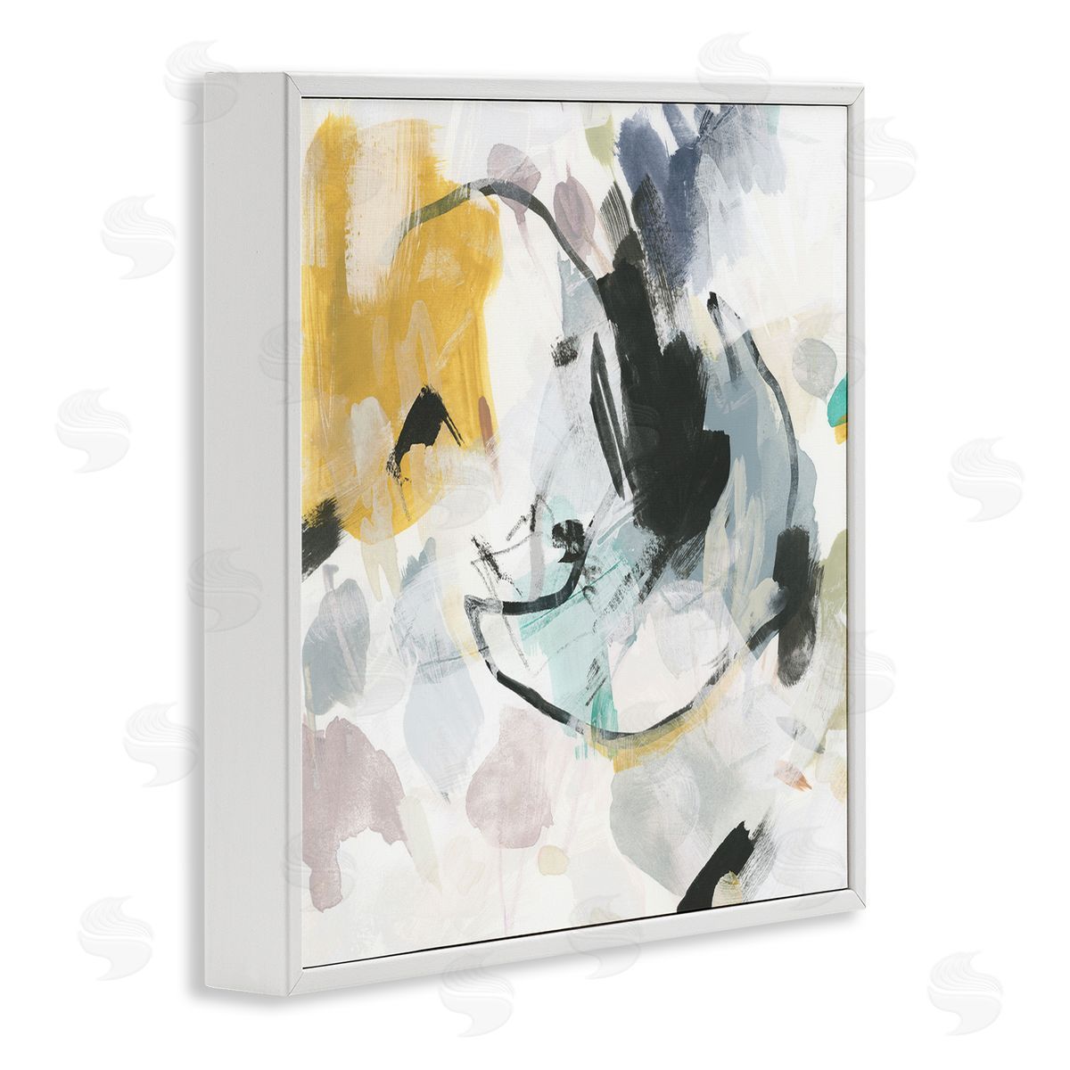Yellow and Neutral Abstraction White Frame Print Wall Art, Home Decor by June Erica Vess