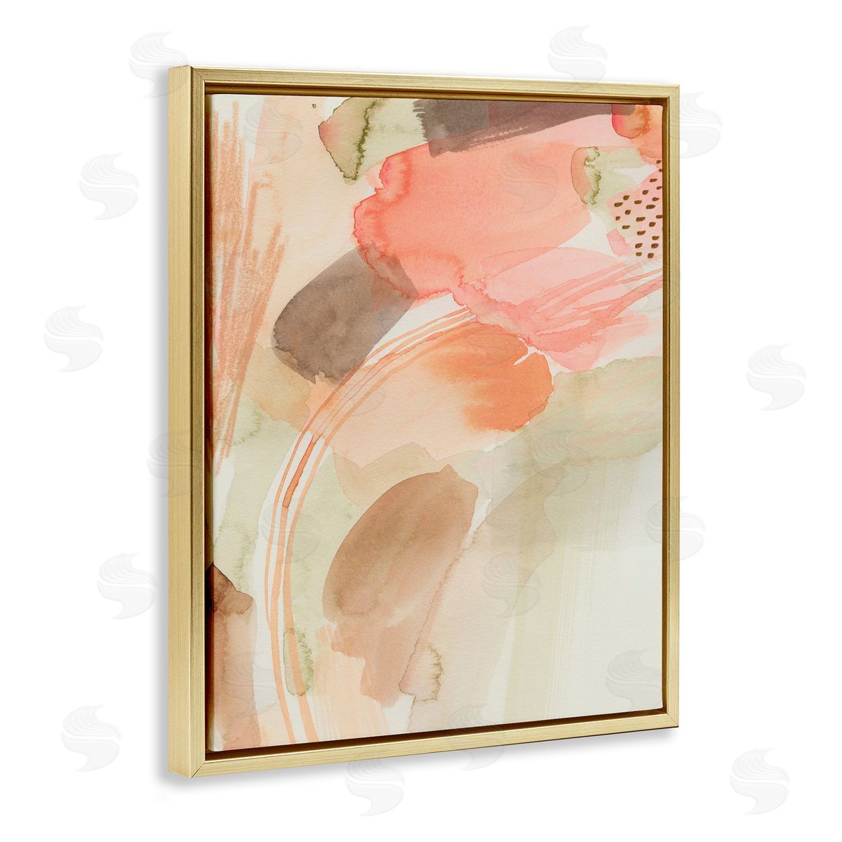 Grace Popp Pink & Beige Abstraction Gold Floating Frame Canvas Wall Art Print