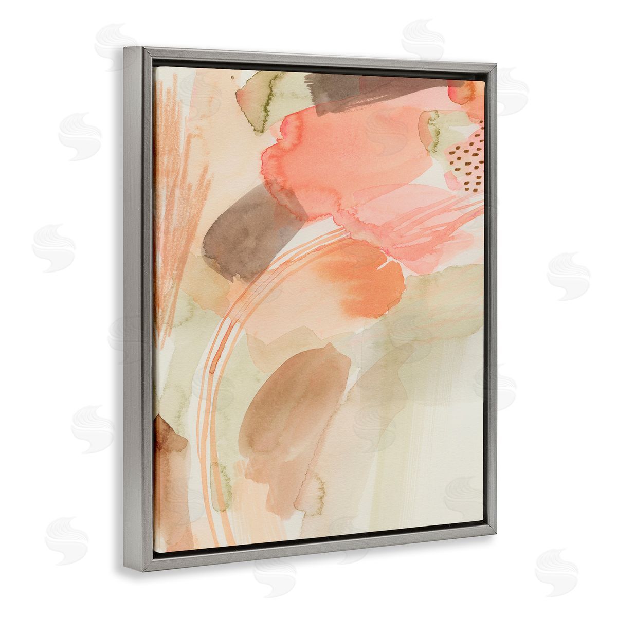 Grace Popp Pink & Beige Abstraction Gray Floating Frame Canvas Wall Art Print