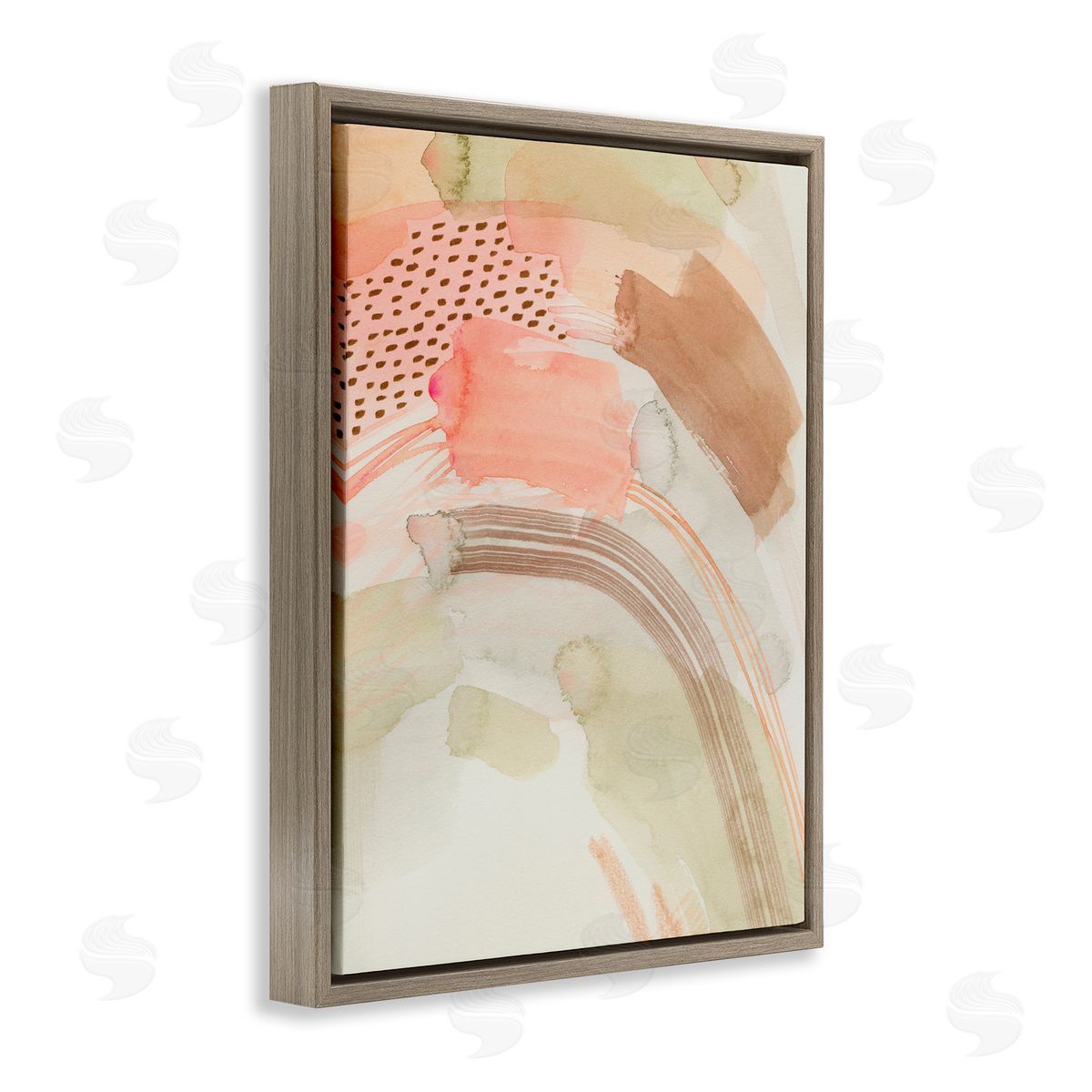 Grace Popp Funky Blush & Beige Abstract Brown Floating Frame Canvas Wall Art Print