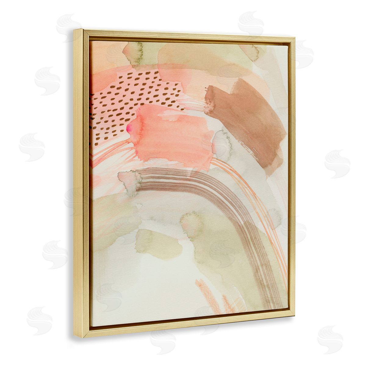 Grace Popp Funky Blush & Beige Abstract Gold Floating Frame Canvas Wall Art Print