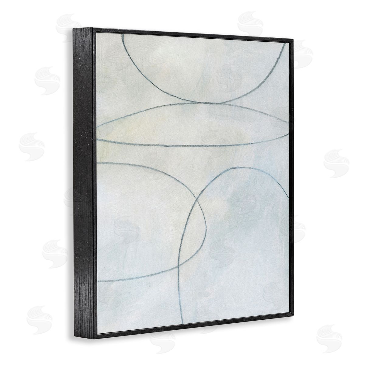 Oblong Shapes Doodle Black Frame Print Wall Art, Home Decor by Victoria Barnes