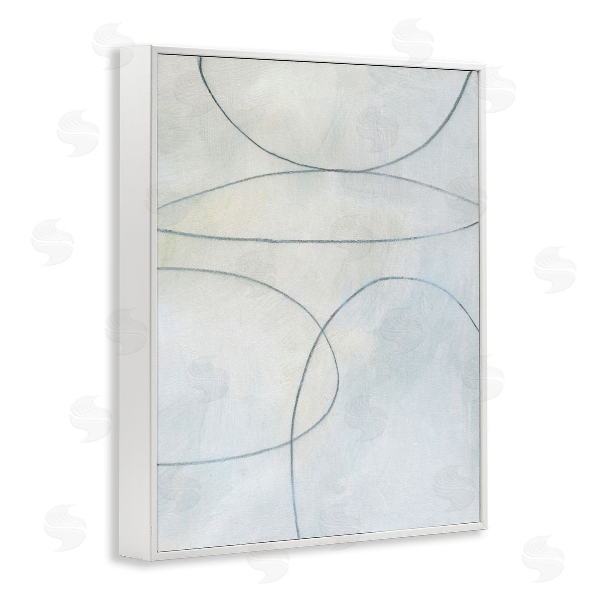 Oblong Shapes Doodle White Frame Print Wall Art, Home Decor by Victoria Barnes