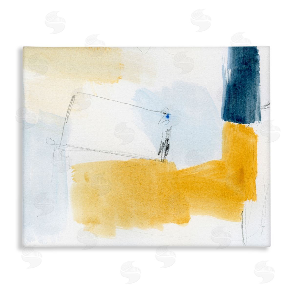 Yellow and Blue Abstract Canvas Wall Art, Home Decor by Victoria Barnes