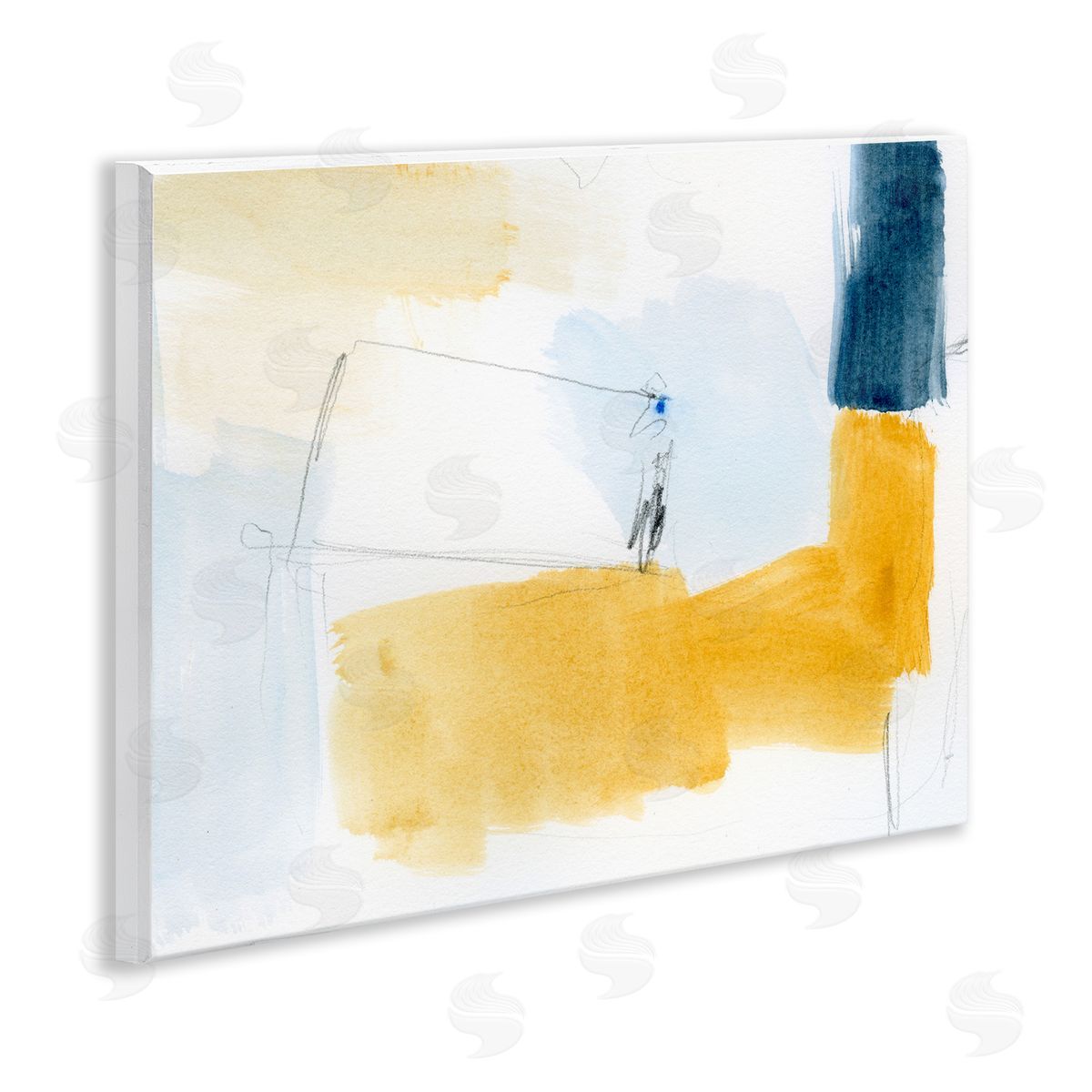 Yellow and Blue Abstract Wood Plaque Wall Art, Home Decor by Victoria Barnes